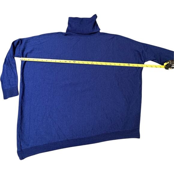 EILEEN FISHER 100% Merino Wool Turtleneck Sweater Blue S/P (Oversized) - Picture 5 of 6
